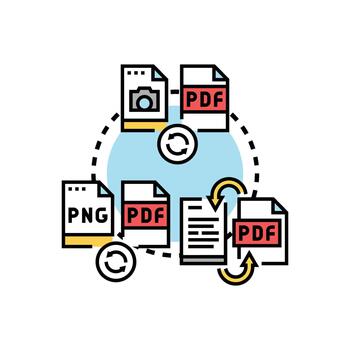 Digital document conversion process creating electronic data files vector