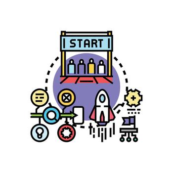 puesta en marcha codificación pique concepto desarrollando nuevo software vector