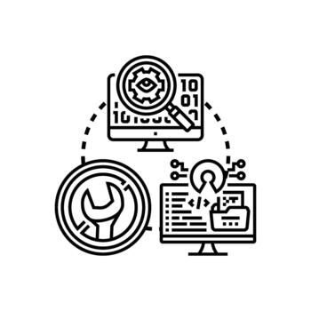 Open source tools and software development workflow vector