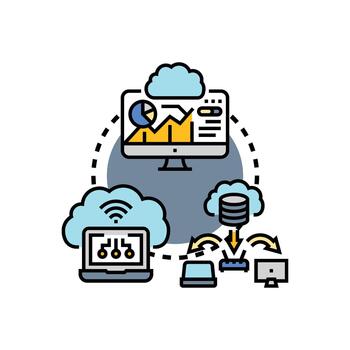 nube informática administración consola tablero interfaz concepto vector