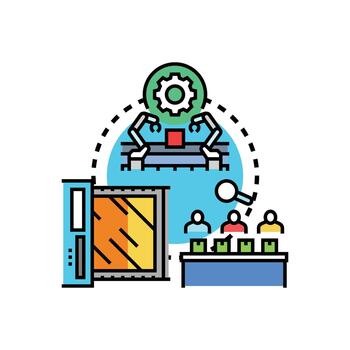 Factory process optimization concept developing production strategy vector