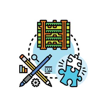 Multi material creative composition process concept vector
