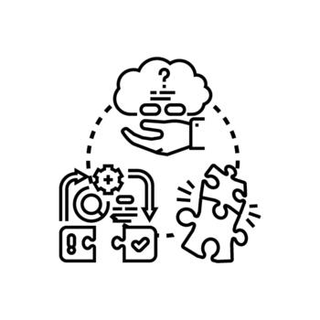 completar problema resolviendo proceso hallazgo creativo soluciones vector