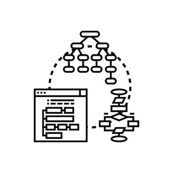 Diagram driven code generation process concept vector