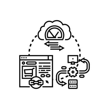empresa sistema enlace con nube informática red solución vector