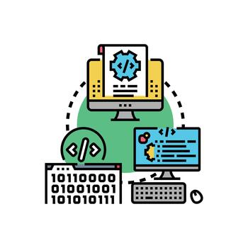 Creating script code for software development process vector