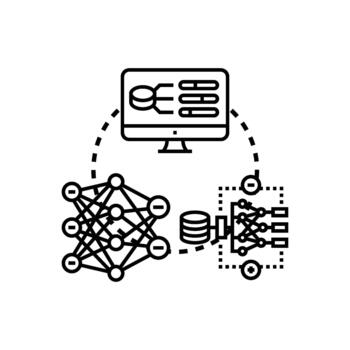 Artificial intelligence model training process concept vector