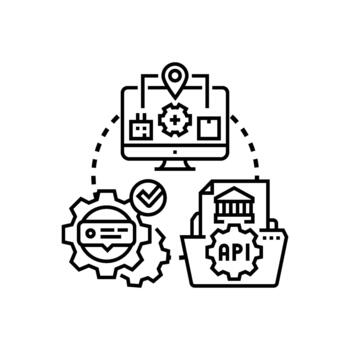 Api documentation process and data exchange development vector
