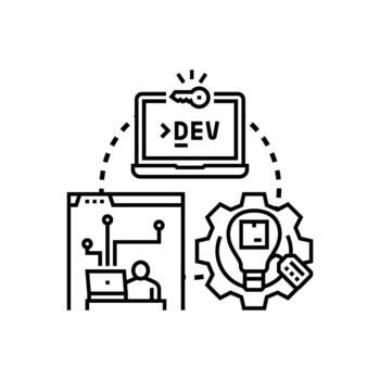Software development process and programming language concept vector