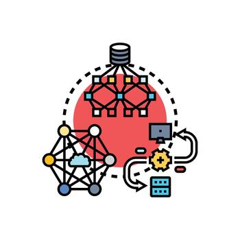 base de datos nodo red Procesando datos servidor sistema vector