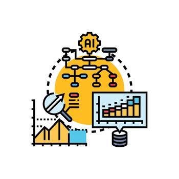 artificial inteligencia Procesando datos para claro analítica visión de conjunto vector