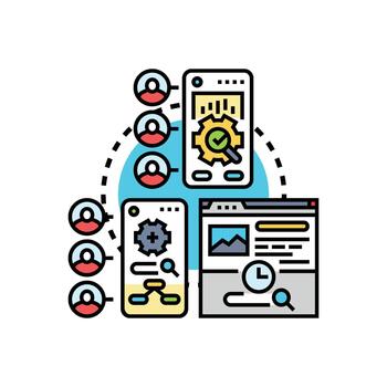 usuario estudiar investigando interfaz desarrollando y optimizando proceso vector