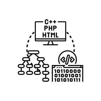 programación idioma código desarrollo y software Ingenieria concepto vector