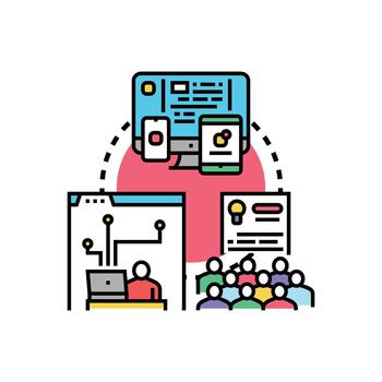 Open source software community developing digital technology vector