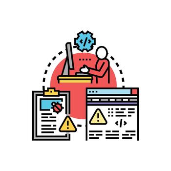 Troubleshooting software bugs finding and testing errors vector