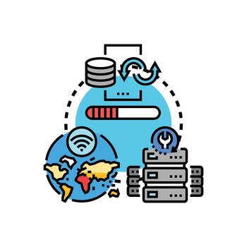 Fragmented datasets data processing synchronization concept vector