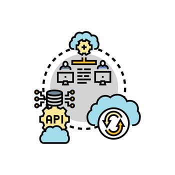 Cross cloud computing strategy connecting multiple data solutions vector