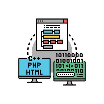 programación idioma desarrollando y codificación software concepto vector