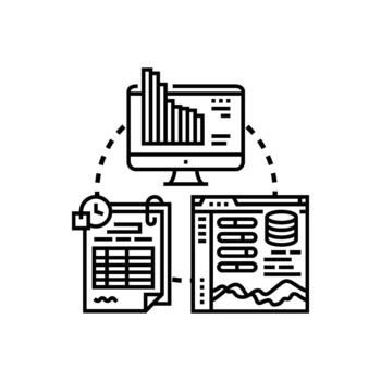 hoja de cálculo analítica concepto visualizante datos Procesando y informes vector