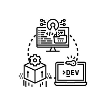 desarrollador comunidad logo creando codificación y programación plataformas vector