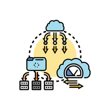 Cloud computing load balancing network data distribution concept vector