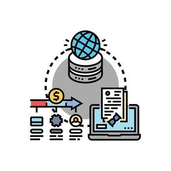 solicitud Procesando sistema gerente digital datos flujo de trabajo vector