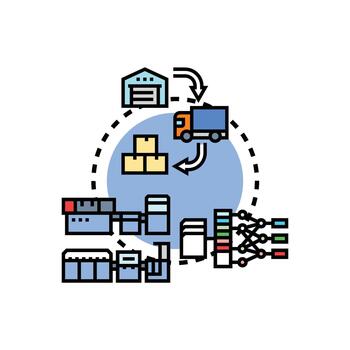 Robotic data pattern analysis identifying warehouse logistics automation vector