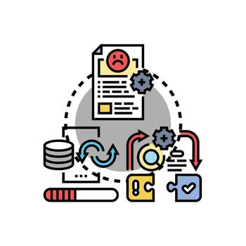 Error correction workflow concept achieving problem resolution development vector