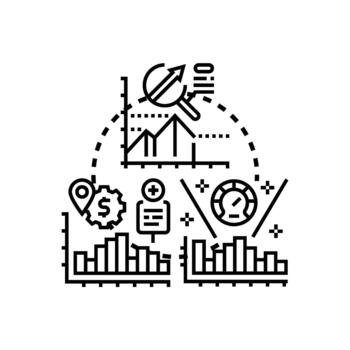 Performance analytics decision support system evaluating business data vector