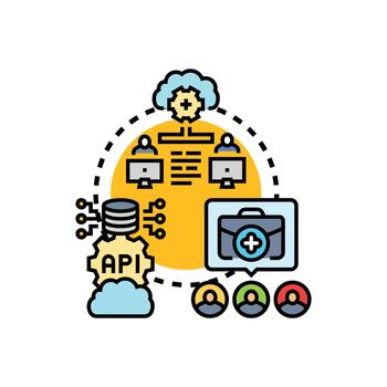 Collaborative open source ecosystem developing software together vector