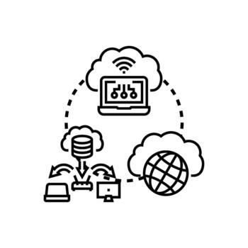 Cloud computing platform connecting global data network vector