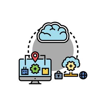 software despliegue concepto con nube informática integración vector