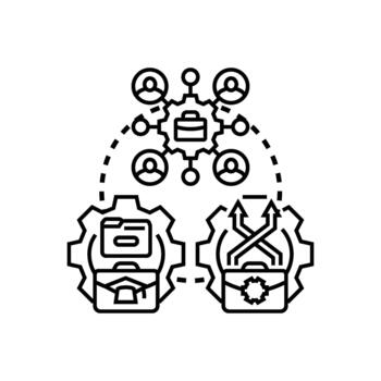 Project design and implementation plan collaborating process vector