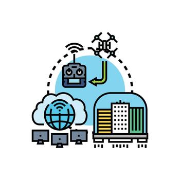 Deploying machine learning aerial connectivity interface technology vector