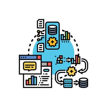 tarea tubería Procesando datos flujo de trabajo automatización concepto vector