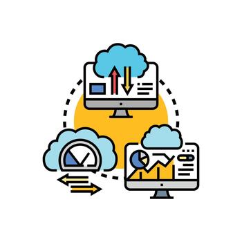 nube establecido web aplicación datos Procesando concepto vector