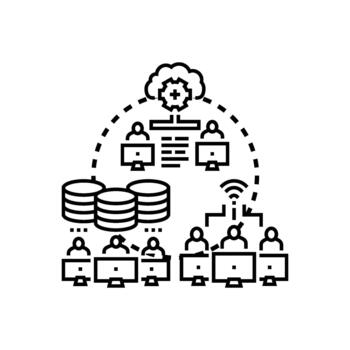 Collaborative network computing connecting cloud with users vector