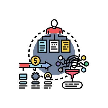 tarea Procesando secuencia flujo de trabajo pasos icono vector