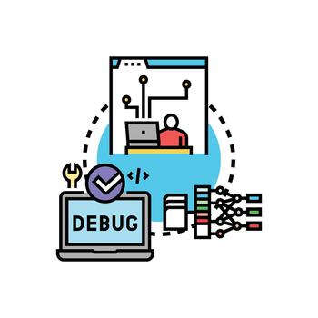 Debugging software errors and resolving programming faults vector