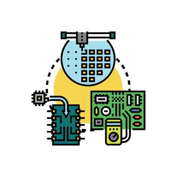 informática chip circuitería desarrollo y fabricación proceso vector