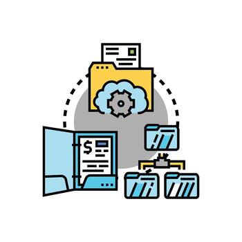 usuario carpeta datos accediendo y administración concepto vector