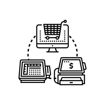 Assisted checkout process using technology and ecommerce vector