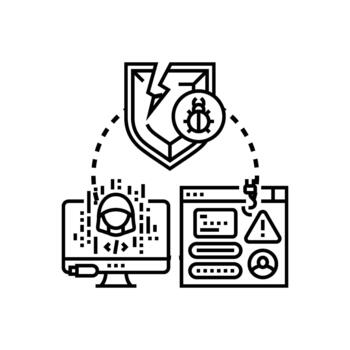 Cyber extortion malware attacking data security system vector