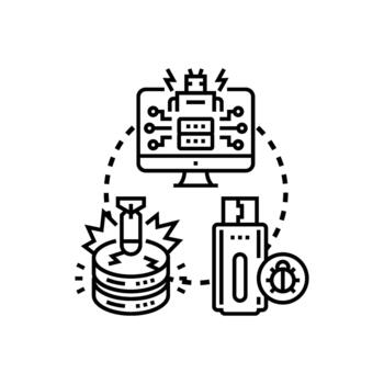 Cyber security risks and data hacking concept vector