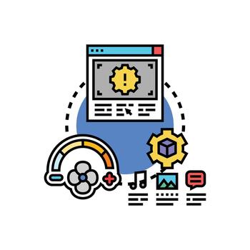 computadora ajustes y personalización plano ilustración vector