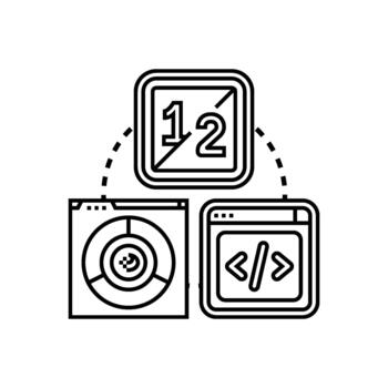 Dark ui mode concept with interface and coding vector