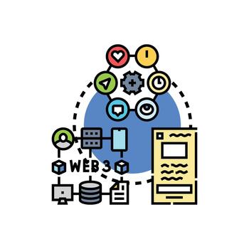 web 3.0 descentralizado solicitud interfaz concepto vector