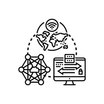 rápido red datos transferir global diagrama de flujo concepto vector