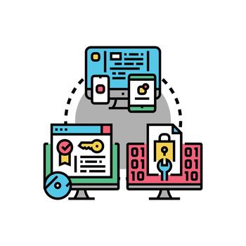 Liberal software licensing concept for digital development vector