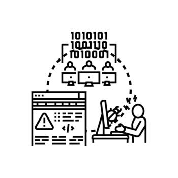 Software debugging team fixing application errors vector